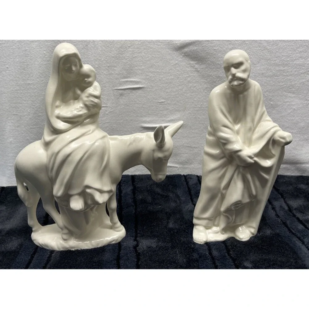 Vintage Set Holland Mold Ceramic Holy Family Figurines Mary Joseph Baby Jesus